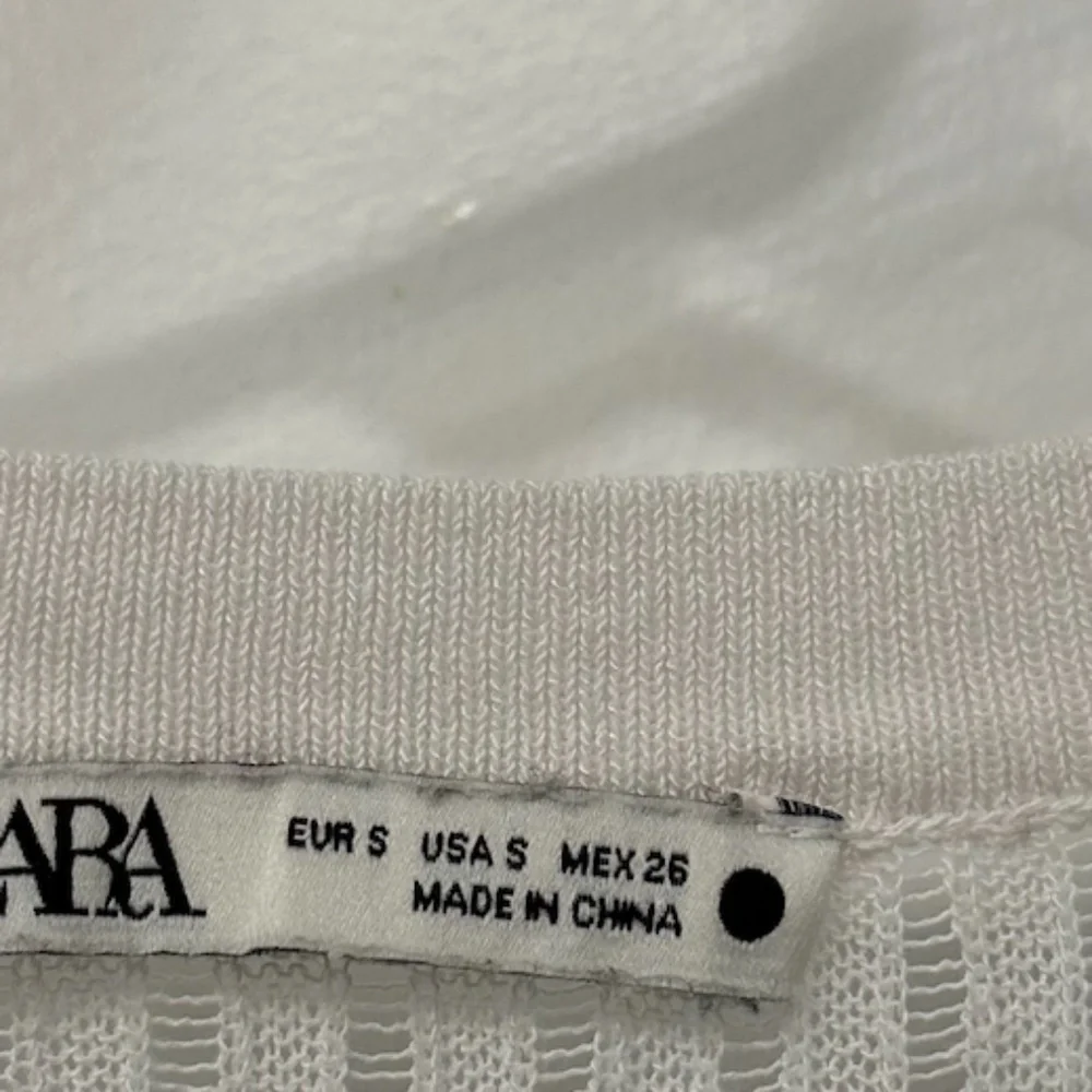 Zara See-Through Mesh Ribbed White T-Shirt Size S - Picture 2 of 4